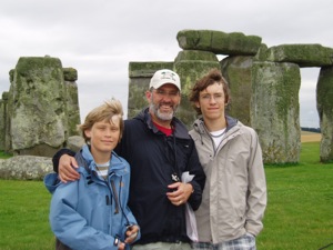 Bruce with sons Dominik and Patrick at Stonehenge, July 2009
