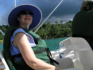 Aya on boat, Sierpe River