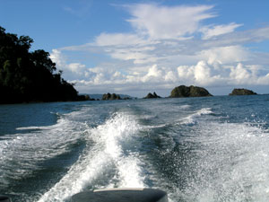 Wake of boat leaving Corcovado