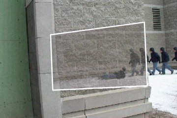 A simulated time lapse of a seethrough of  person making a snow angle