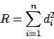 \begin{displaymath}R = \sum^n_{i=1} d_{i}^2\end{displaymath}