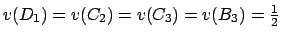 $v(D_1) = v(C_2) = v(C_3) = v(B_3) = \frac{1}{2}$