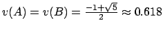 $v(A) = v(B) = \frac{-1 +
\sqrt{5}}{2} \approx 0.618$