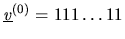 $\underline{v}^{(0)}=111\ldots11$