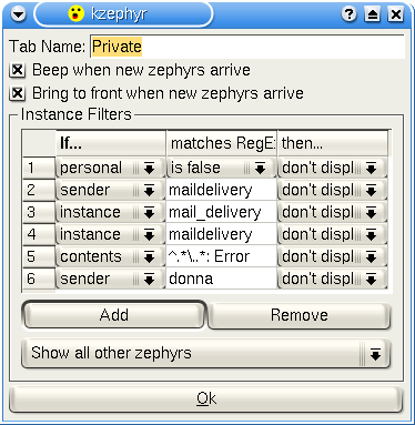 The tab settings dialog.