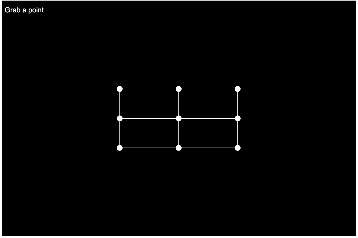 grid of 9 particles arranged 3 X 3 with 6 vertical springs and 6 horizontal springs