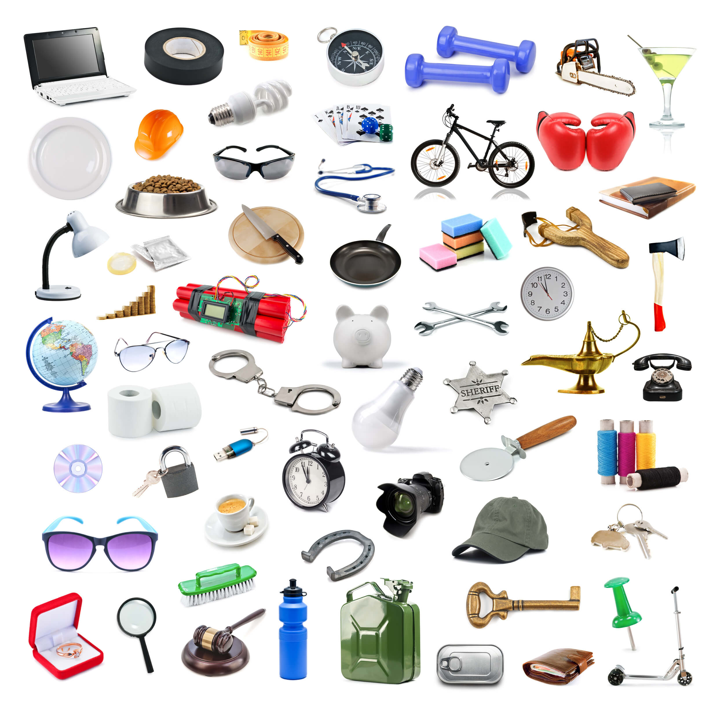 The background picture shows variety of objects such as glasses, clock, badge, and so on.