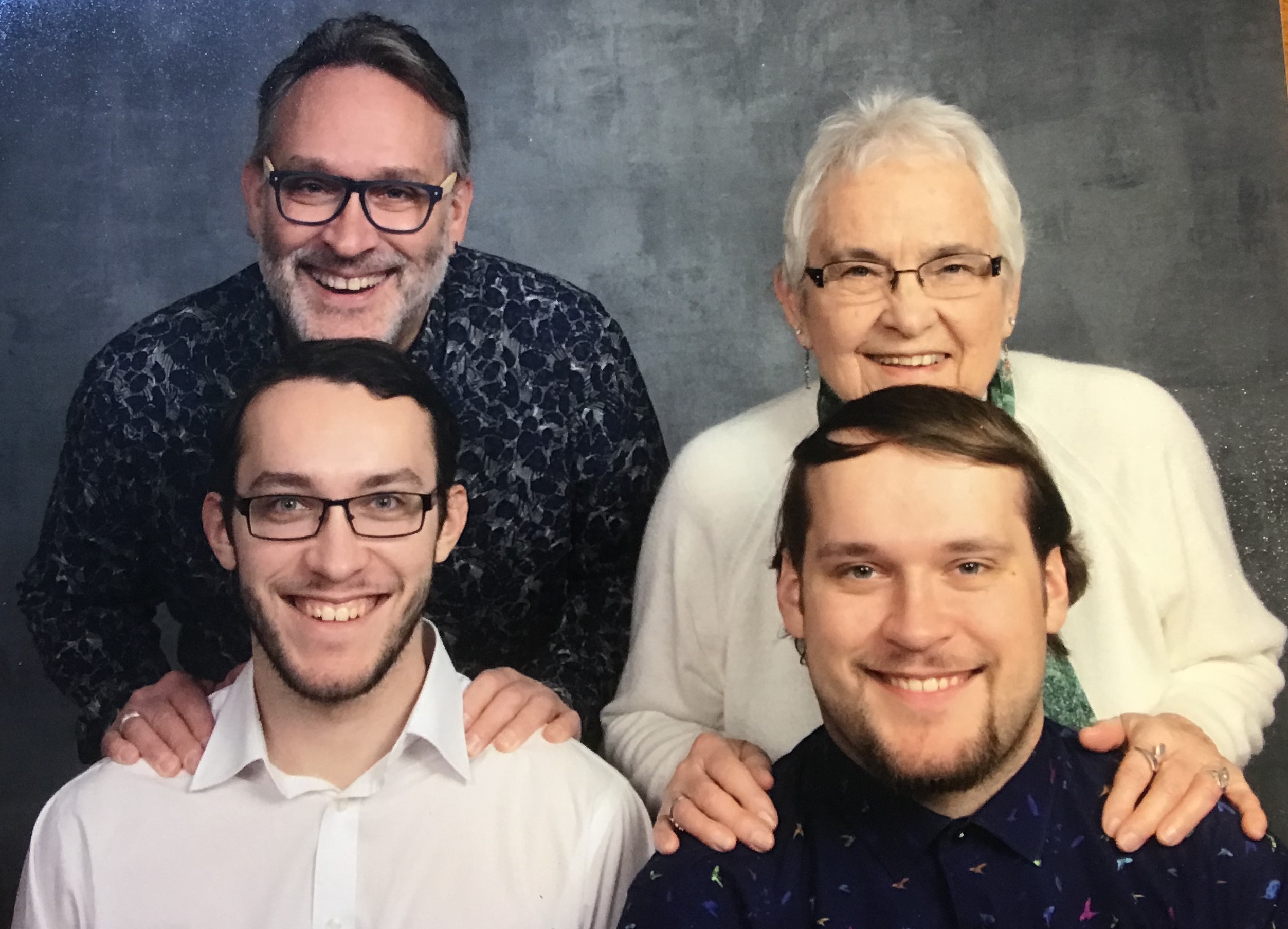 Bruce and his sons, Patrick and Dominik, and mother, December 2018