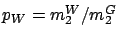 $p_W = m_2^W / m_2^G$