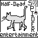 [a cat walking away from a crushed spider]