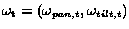 $ {\bf\omega_t} = (\omega_{pan, t},
\omega_{tilt, t}) $