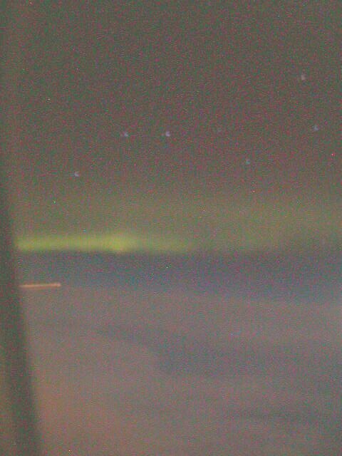Big Dipper, aurora and part of tail wing.