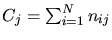$C_j = \sum_{i=1}^{N} n_{ij}$