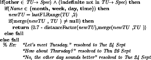 \begin{figure}{\bf if}({\bf other} $\in$\space {\em TU$\rightarrow$ Spec}) $\wed...
... other day sounds better'' resolved to Tue 24 Sept}\\
\end{tabular}\end{figure}