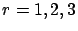 $r=1,2,3$