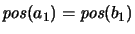 $\textit{pos}\xspace(a_1) =
\textit{pos}\xspace(b_1)$