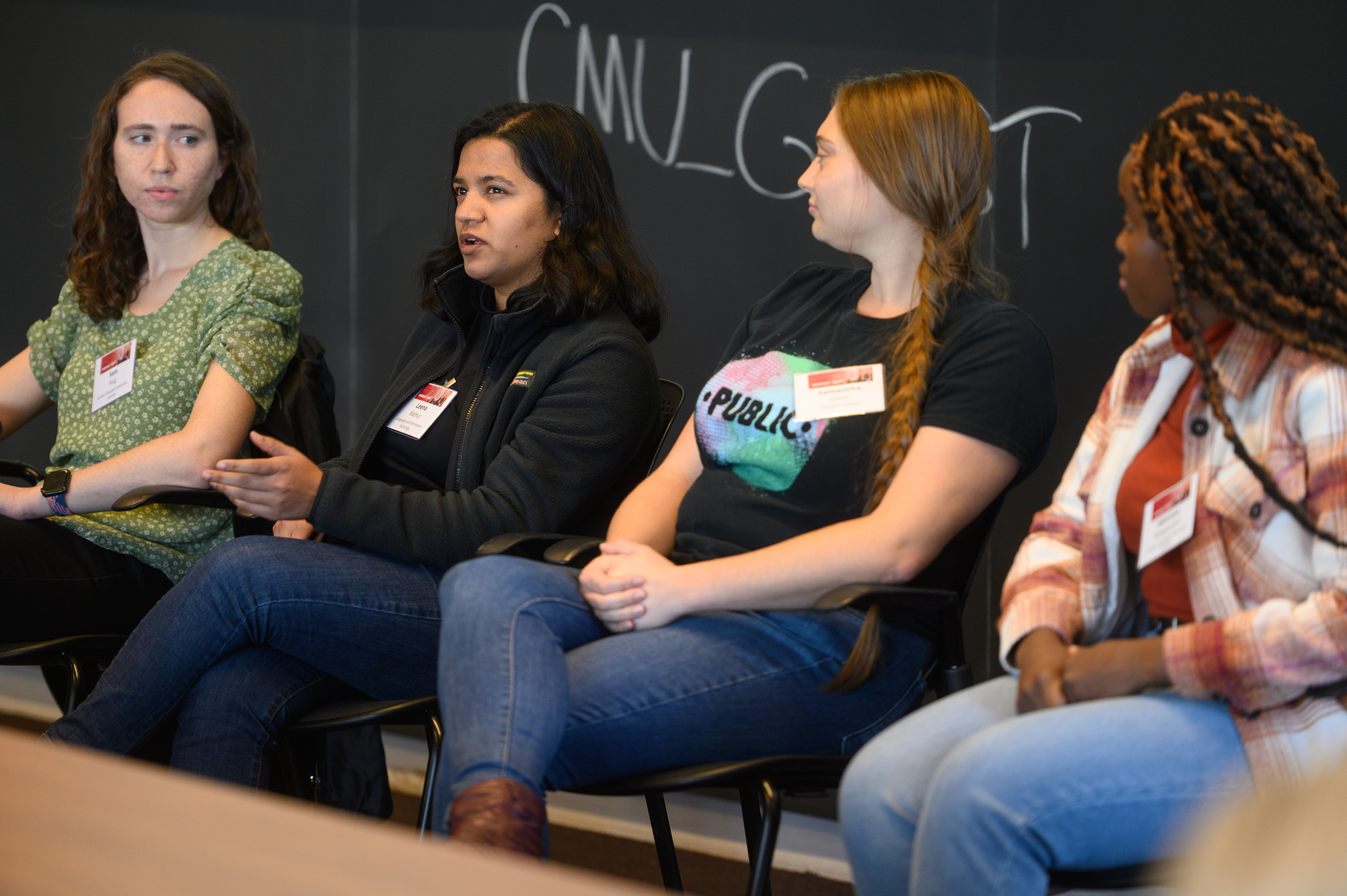 Students participating in a panel