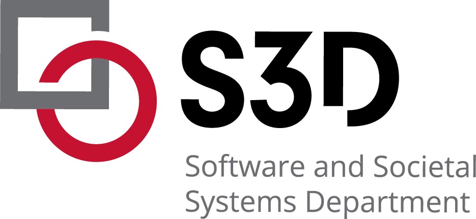 The letters S and D appear with a number 3 between them. Software and Societal Systems Department appears below the logo. 