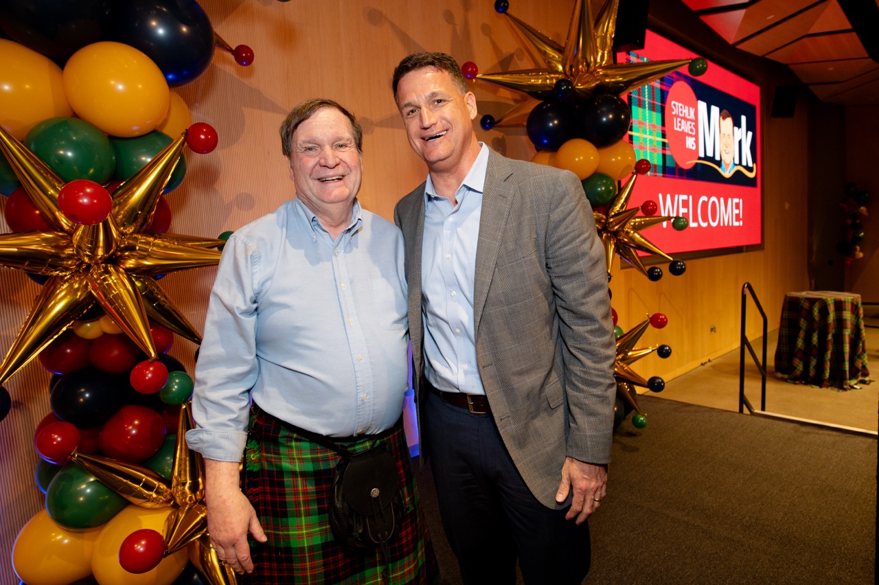 Mark Stehlik and Jonathan Betz at the Stehlik Leaves His Mark Celebration on April 5, 2025.