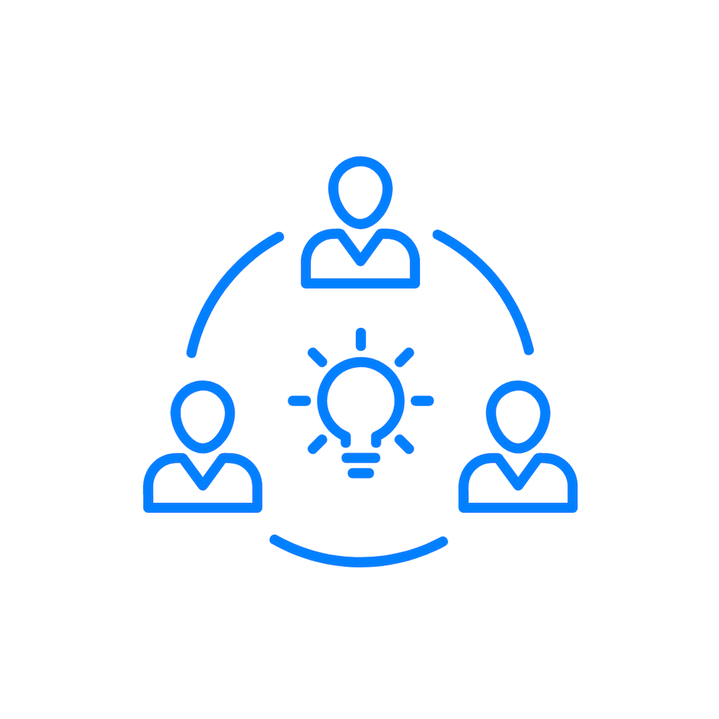 Peerdea icon featuring brainstorming peers