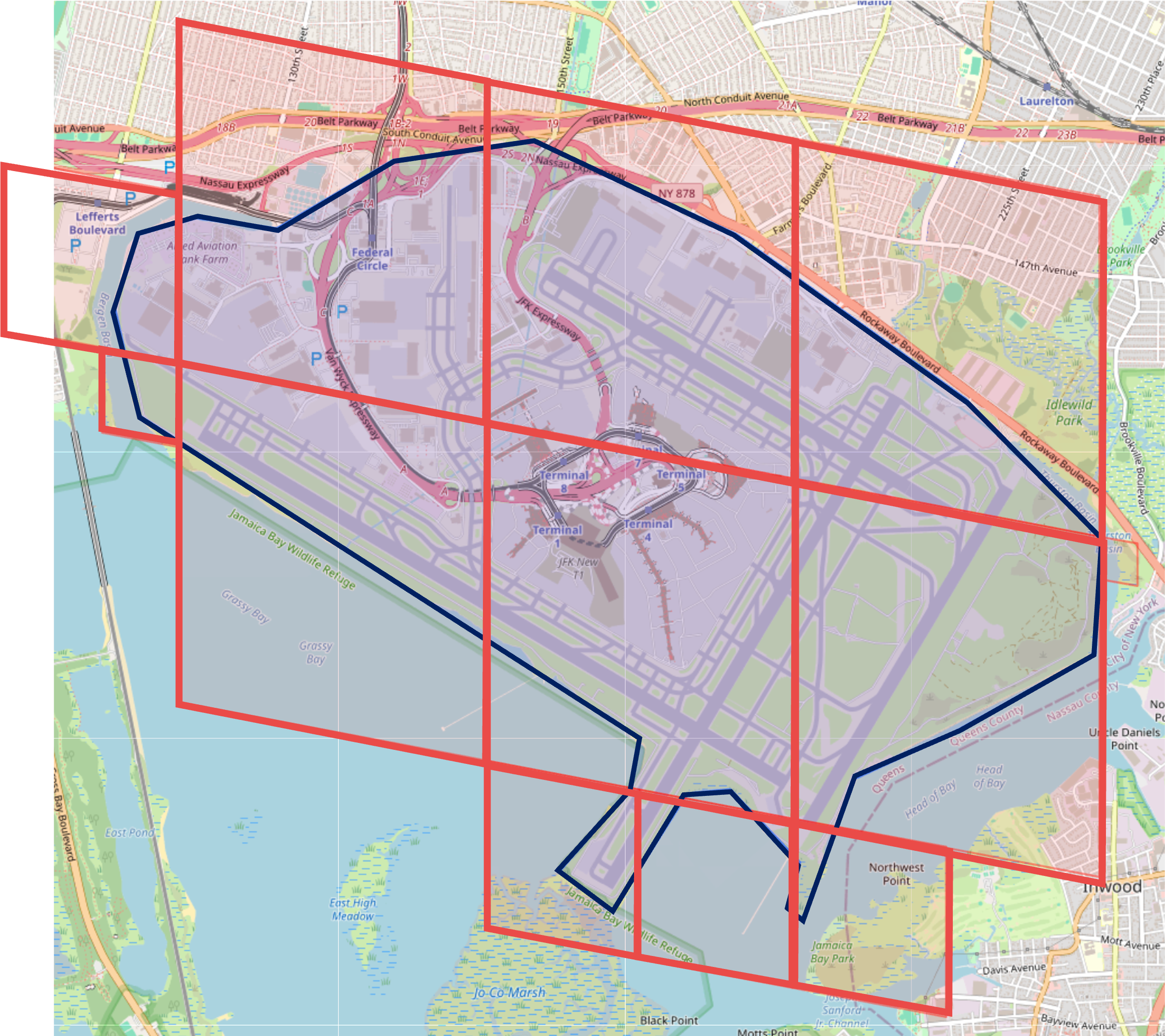 S2 cell covering for a given map boundary.