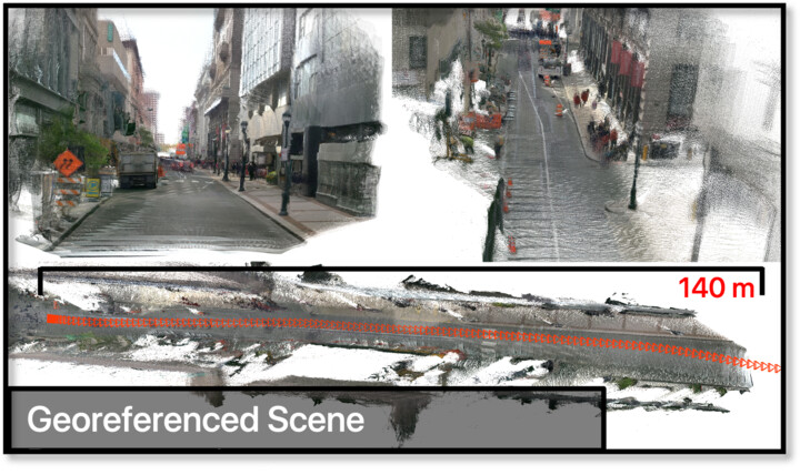 Geo-referenced 3D scene reconstruction.