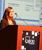 Aruna Balakrishnan giving her paper at CHI 2010