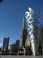 Chalice sculpture in front of the Cathedral