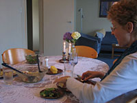 Aya at the Shabbat table