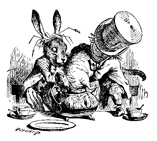 Alice Wonderland Bib "Tea Party" Mad Hatter Alice Rabbit Dormouse Adventures 
