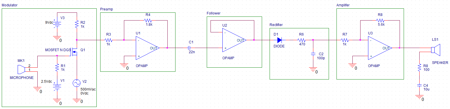 A schematic of the AM radio project