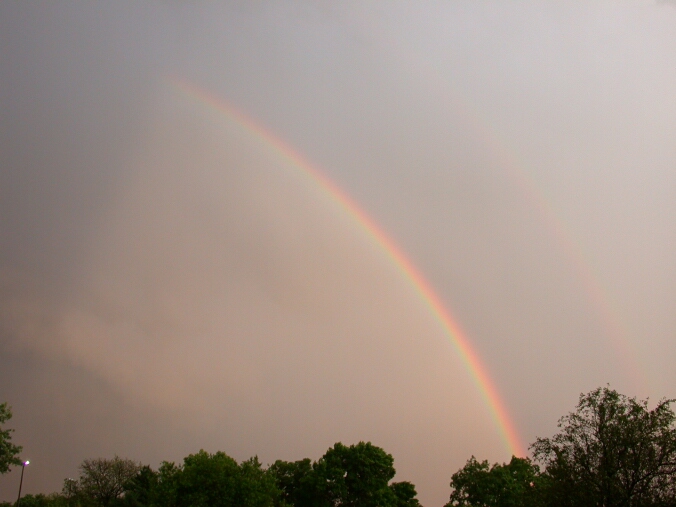 Right portion of primary and secondary rainbow.  